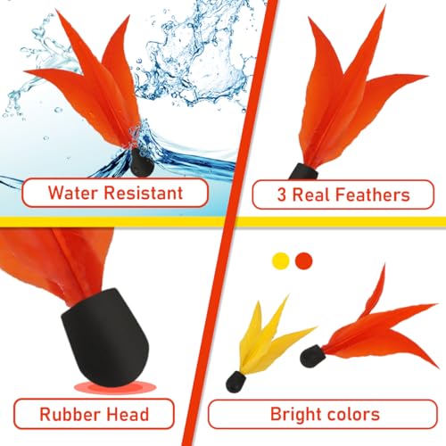 INPODAK Beach Bat and Ball Set, Wooden Paddle Ball for Swimming Pool, Kids Beach Ball Racket Set- 4 Paddles 8 Birdies 4 Balls, Garden Beach Game Toys for Family Boy Girls