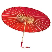 AEAOA Plain Bamboo Cloth Parasol Umbrella Great for Wedding Party Favor (Red)