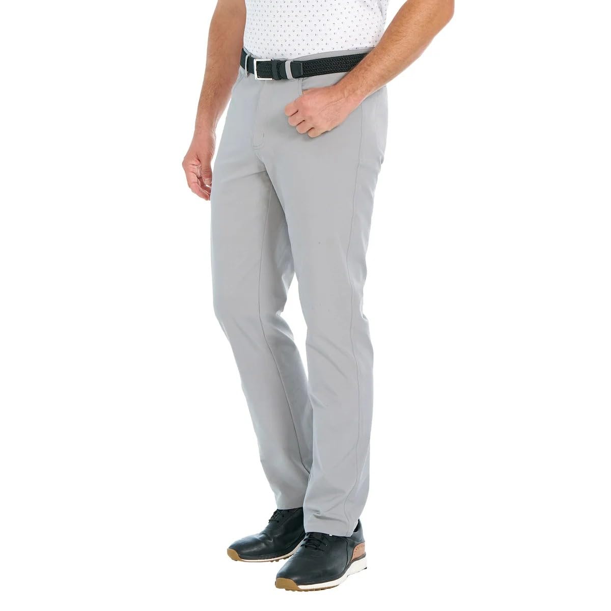 Greg Norman Men's Classic 5 Pocket 4-Way Stretch Pant (Gray, 32W x 34L)
