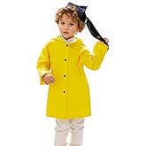 COJOUCCI Yellow Rain Jacket Raincoat Kids - Children Lightweight Button Down Hoodie Rain Coat for Girls Boys Toddlers