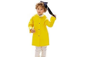 COJOUCCI Yellow Rain Jacket Raincoat Kids - Children Lightweight Button Down Hoodie Rain Coat for Girls Boys Toddlers