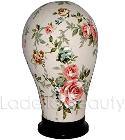 Floral Collection Canvas Block Head 4 Size available (21"- 24") - Mannequin Head Wig Display With Mount Hole (F2-21)