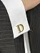 Salutto Men's Gold Letter D Cufflinks 1 Pair with Gift Box (D)