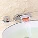 Lovedima Victoria Widespread Waterfall Faucet LED Bathroom Sink Faucet 3-Piece Basin Mixer Tap
