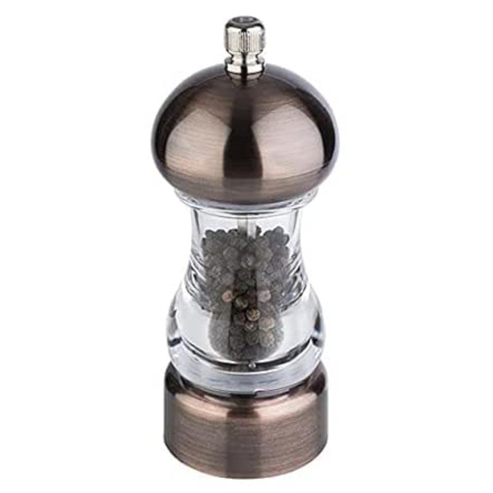 APS Copper pepper mill in copper look, carbon steel grinder, adjustable grinding level, dimensions: 6 x 6 cm, height: 15 cm, colour: copper, transparent