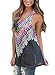 Elapsy Womens Summer Tribal Print Sleeveless Loose Tunic Tank Tops Casual Blouses Vest T Shirt Black Large