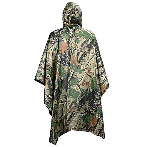 LOOGU Leichter wasserdichter Regenponcho mit Kapuze Camouflage Design Ripstop Mehrzweck Regenmantel für Männer und Frauen Regencape schnell trocknend wiederverwendbar Für Camping Angeln Jagd Events – Bild 5