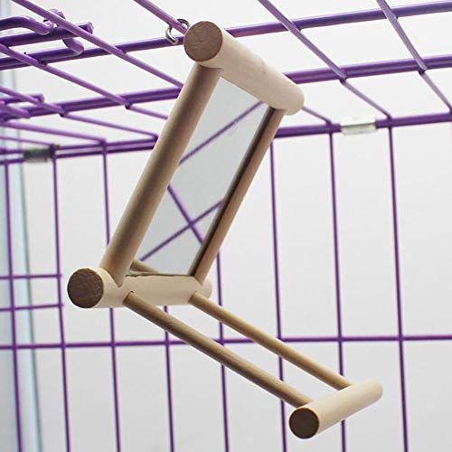 Bird Mirror,Cockatoo Playground,Parrot Ladder,Parakeet Sun Bath,Perch Platform Stand,Bird Perches for Parrots Stand Wooden Play Toys for Budgies,Cockatiel,Conure,Finch Lovebird by BLSMU - Thumbnail 3