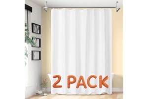 Barossa Design 2-Pack Fabric Shower Curtain Liners Lightweight - White Cloth Shower Liners with Magnets, Washable & Water Repellent, 12 Button Holes, Hotel Quality - 71" W x 72" L, White
