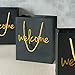Crisky Welcome Black Gold Gift Bags for Wedding Hotel Guests, Birthday, Baby Shower, Party Favors, Set of 25