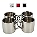 Farnsworth & Lloyd Silver Stainless Steel Double Wall Espresso Cups, XL, Set of 4