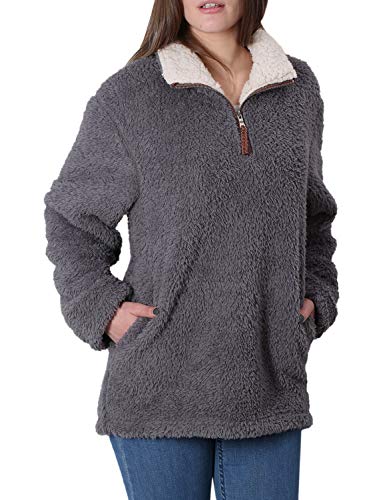 dark grey sherpa pullover