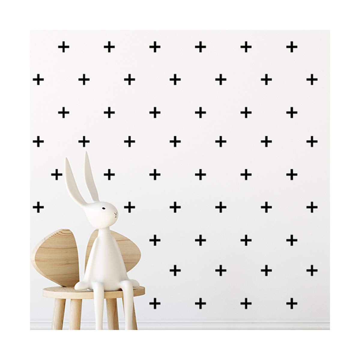StickerDeen | Plus Add Sign Cross Shape Decoration Removable Wall Art Vinyl Decal Stickers | (Pack of 92) (Black)