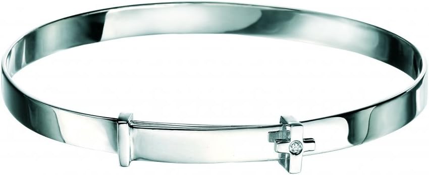D For Diamond Silver Diamond Cross Baby Bangle GK-B775