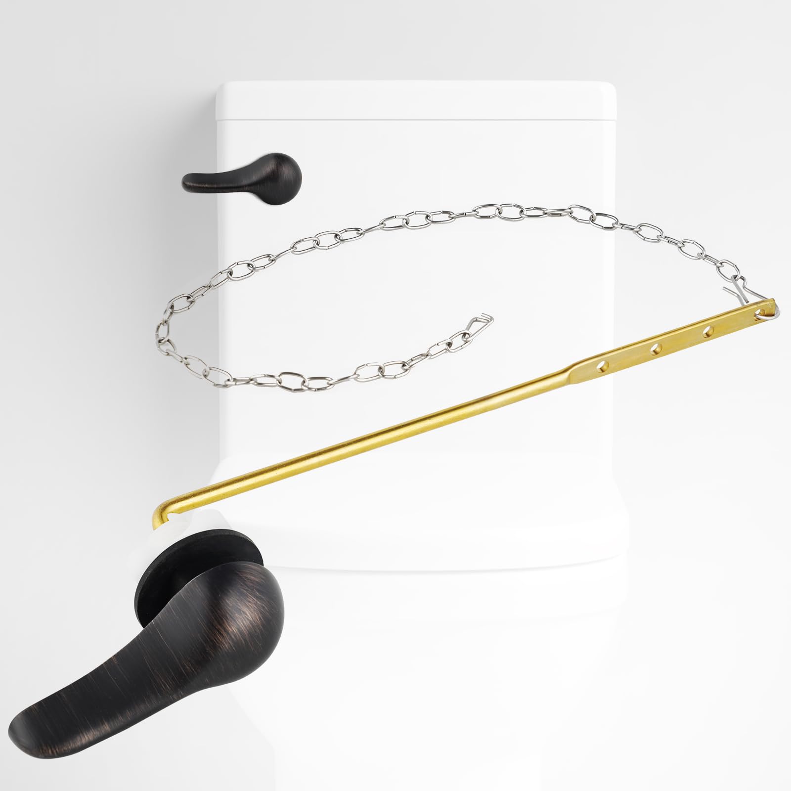 Photo 1 of iFealClear Universal Metal Toilet Handle Replacement Kit, Front Mount Toilet Tank Flush Lever with Stainless Steel Chain, Fits Most Toilets, Oil Rubbed Bronze