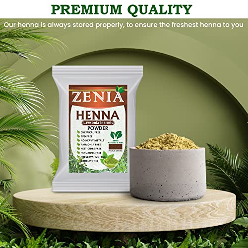 Zenia 100 Pure & Natural Henna Powder (Lawsonia Inermis) 454 grams