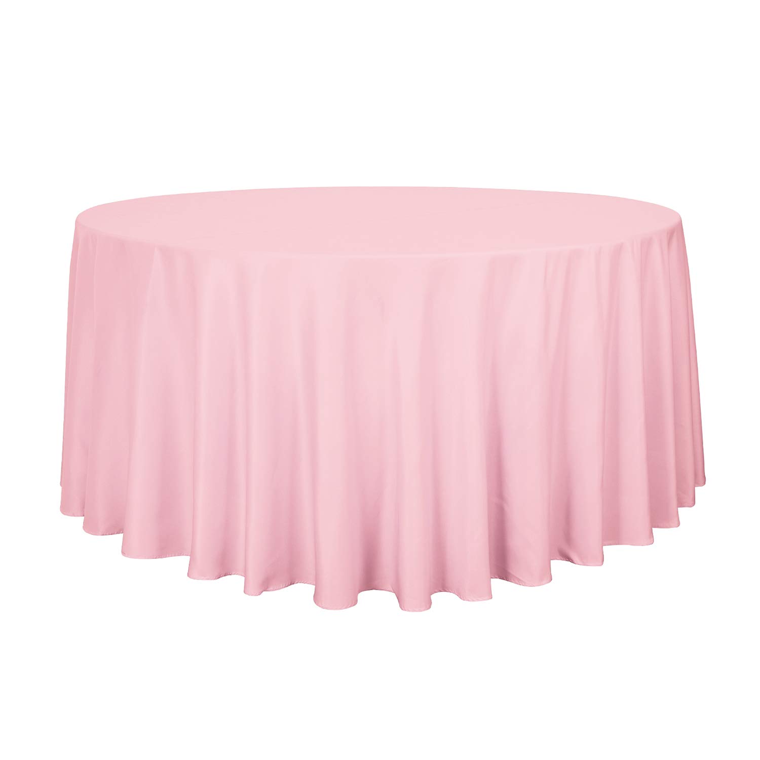 sancua Round Tablecloth - 108 Inch - Water Resistant Spill Proof Washable Polyester Table Cloth Decorative Fabric Table Cover for Dining Tables, Buffet Parties and Camping, Pink