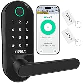 Fingerprint Smart Door Lock with Handle &amp; Keypad &ndash; Built-in WiFi Remote Access, Keyless Entry for Front Door, Home &amp; Airbnb, App Control, Compatible with Alexa &amp; Google, Easy DIY Install