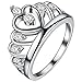 FENDINA Womens Silver Plated Pretty Elegant Crown CZ Crystal Promise Engagement Wedding Bands Eternity Anniversary Rings for Her Valentin's Day Gifts