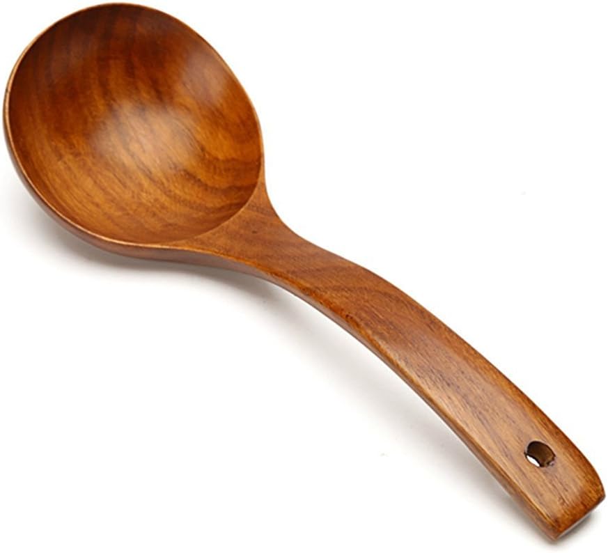 Nopea Wooden Large Spoon Healthy Ladle Kitchen Large Ladle Milk Scoop Porridge Ladle Cooking Spoon