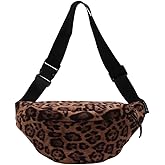 Leopard Print Waist Pack,Chamois Leather Chest Bag,Leopard Fanny Pack,Animal Print Bum Bag,Adjustable Belt Bag,Crossbody Bag for Women
