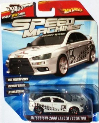 Hot Wheels Speed Machines 2010. Mitsubishi 2008 Lancer Evolution (White). 1:64 Scale.
