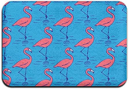 Flamingo Animal Rectangular Doormat Entry Thin Thickness 2-inch(approx. 4.5 Cm) Point Plastic Anti-slip Base Outside Doormat