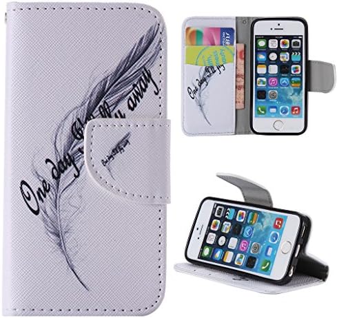 iPhone 5SE Case,iPhone 5S Cover,ahere Flip Painting Plumage PU Leather Wallet Case for Apple iPhone 5/5S/5SE(Built-in ID/Credit Card Slot)