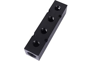 MARSTEK High Flow Air Manifold, Air Compressor Manifold, Air Hose Inline Manifold Block Splitter, Pneumatic Manifold Air Distribution Block, NPT 1 Inch Supply Port, NPT 1/2 Inch Output Port (4 Way 6 Port)