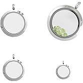XFJYMXDM 4 Pcs Stainless Steel Crystal Photo Frame Locket Pendants, Memory Locket Charms to Make Necklace Pendants, Key Chains