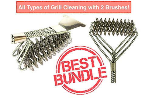 COL's Grill Scraper & Weber Grill Brush Bristle Free BBQ Cleaning Kit. Effortless Grill Cleaner & Brushes Tool Set Charcoal/Gas Grill. Best Gift Outdoor Garden Grill Daddy!