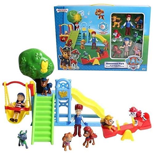 IndusBay Paw Pups Theme Based Amusement Park Playset with 3 Pieces Figures Doll Lights and Music Toy for Kids (Multicolour)