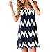 Urparcel Women Striped Mini Dress Beach Backless Sundress Spaghetti Straps Tops