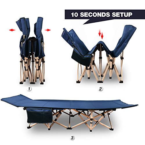 REDCAMP Folding Camping Cots for Adults 500lbs, Double Layer Oxford Strong Heavy Duty Wide