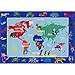 Eric Carle Elementary World Map Kids Machine Washable Area Rug Blue/Red, 4'11