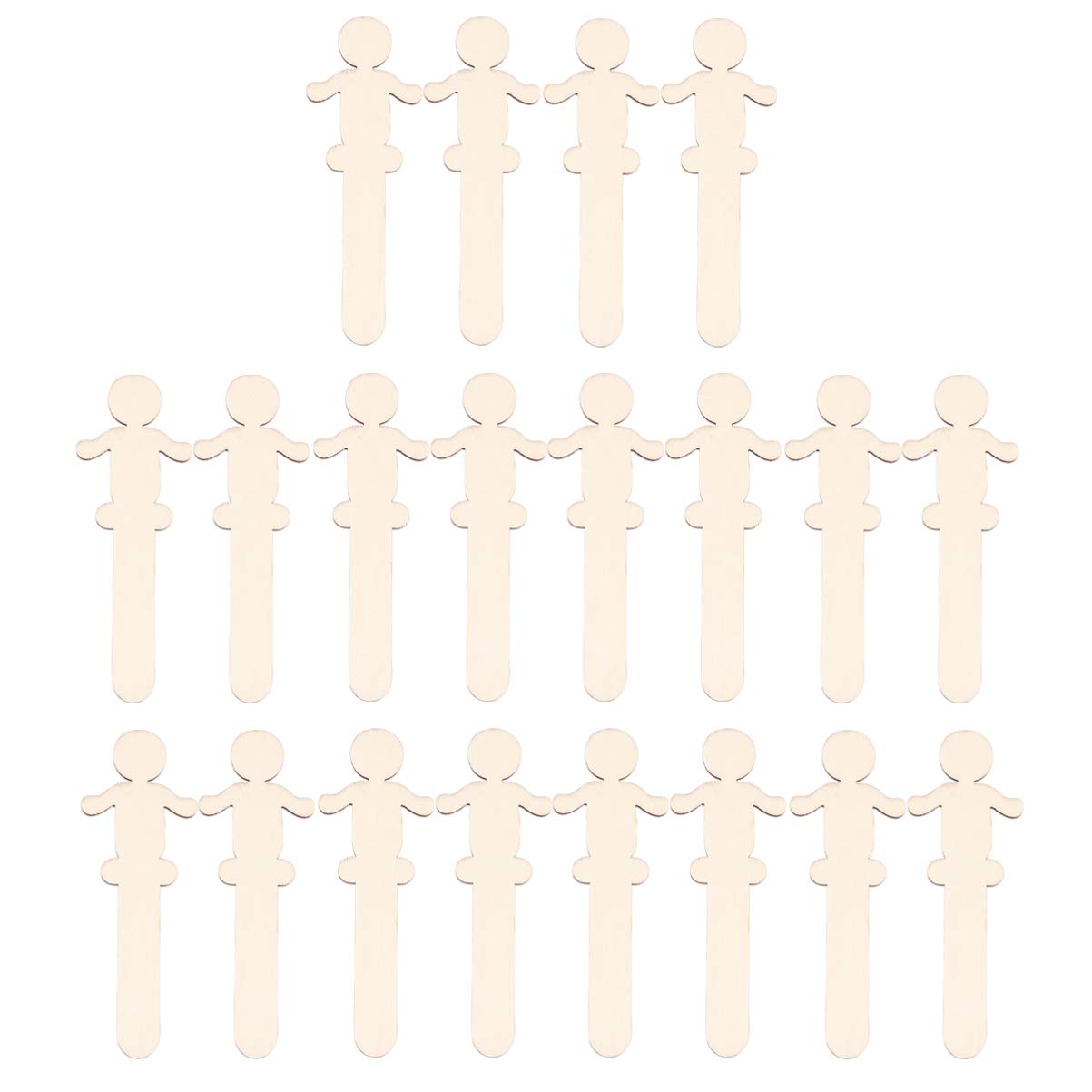 20PCS People Craft Sticks Wooden People Shaped Sticks Family Set Popsicle Ice Ice Cream Sticks Treat Sticks Slices Cutout for DIY Miniature 14x4. 8x3MM