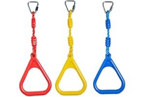letsgood 3 pcs Climbing Gymnastic Rings for Kids - Strong Obstacle Course Ninja Gym Ring for Outdoor Backyard Play Sets, Swing Set