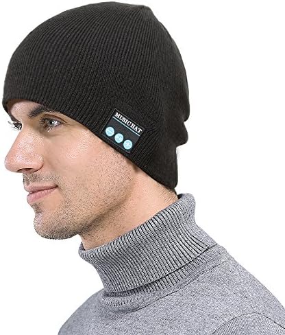 Bluetooth Earphone Beanie Hat,xinmaous Smartphone Men Women Winter Outdoor Wireless Bluetooth Stereo Music Hat,for iPhone (Black)