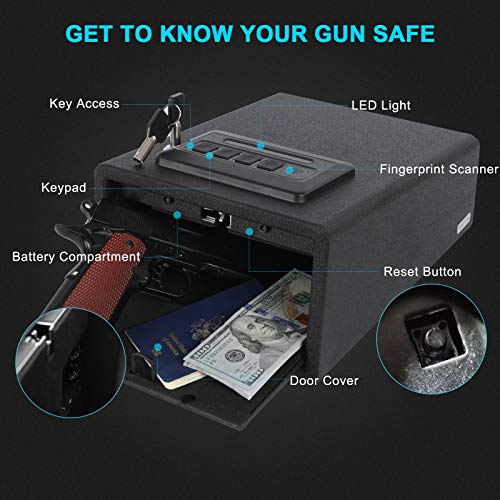 Dalmbox Biometric Gun Safe Gun Vault Smart Quick Access Pistol Safe