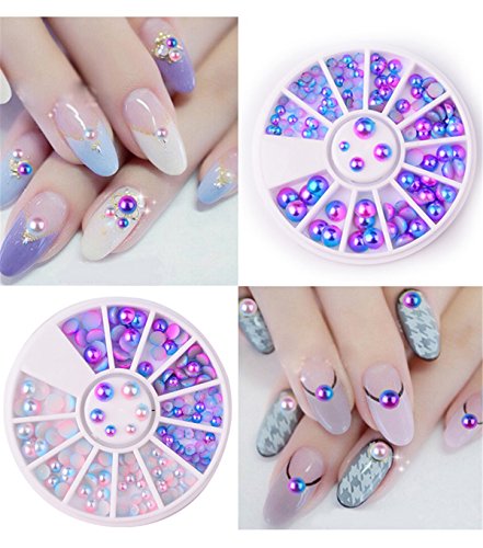 Mezerdoo 3 Wheels Set Mix Size Gradient Mermaid Pearl Flat Back Magic Symphony Charms Bead 3D Nail Art Tips Decoration Manicure 3/4/5/6mm - Thumbnail 5