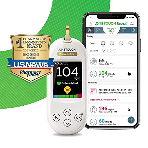 Verio Reflect Blood Glucose Test Kit includes Meter, Test Strips and 30 Gauge Lancets