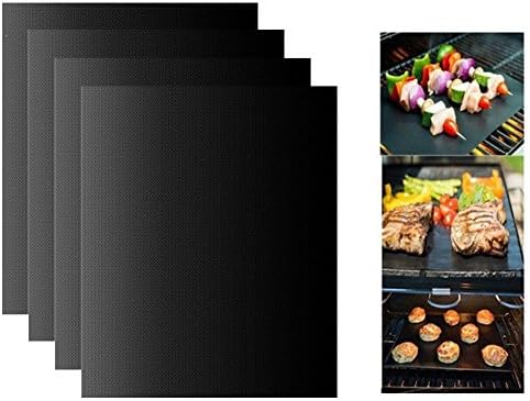 BBQ Grill Mat Set Of 4 Pack Non Stick Pad for Gas Easy Bake Cook Grate Cover
