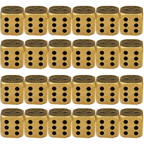 Totority Brass Dices: 24pcs Game Dice Metal Dices Party Game Toy Solid Metal Dice Entertainment Game Accessories
