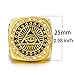 ELFASIO Men Stainless Steel Rings Cz Illuminati The All-Seeing-Eye Pyramid/Eye Symbol Hip hop Gold Ring