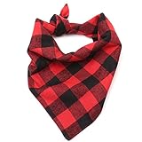 WORDERFUL Dog Bandana Bibs Pet Plaid Scarf Triangle Head Scarfs Accessories Neckerchief for Small and Medium Dog (Plaid, M)