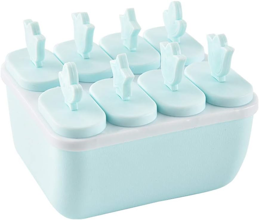 TTbuy Reusable Popsicle Molds Sets 8 Pieces Ice Pop Molds BPA Free Popsicle Mold Easy Release Ice Pop Maker Durable Frozen Ice Cream Jelly Retro Box Mold Tray for Kids,12×11.5×10 cm