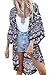 Choies Women's Chiffon Dark Blue Tribe Pattern 3/4 Sleeve Loose Kimono XL