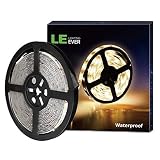 LE 12V LED Strip Light, Flexible, Waterproof, SMD 2835, 300 LEDs, 16.4ft Tape Light for Home, Kitchen, Christmas and More, Warm White