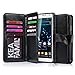 J.west Galaxy Note 3 Case, Note 3 Wallet Case,Premium PU Leather Case Magnetic Wallet Credit Card ID Holder Flip Cover Case Built-in 9 Card Slots Wrist Strap Case for Note 3 Black