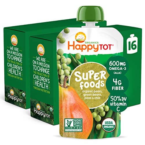 Happy Tot Organics Super Foods Stage 4, Pears, Peas & Green Beans